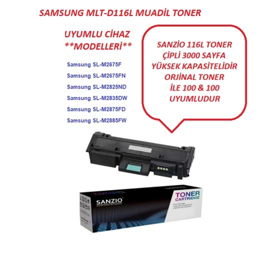 Samsung Mlt-D116L Toner 3000 Sayfa Muadil
