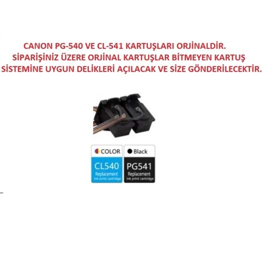 Canon PG-540 / CL-541 Siyah ve Renkli Orjinal Delikli Bitmeyen kartuş için hazır