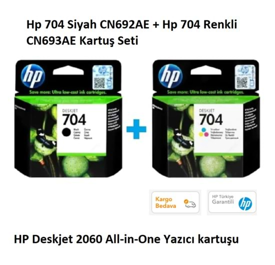 Hp 704 Siyah CN692AE + Hp 704 Renkli CN693AE Kartus Seti